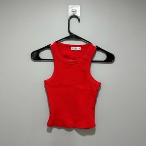 Red Ribbed Tank